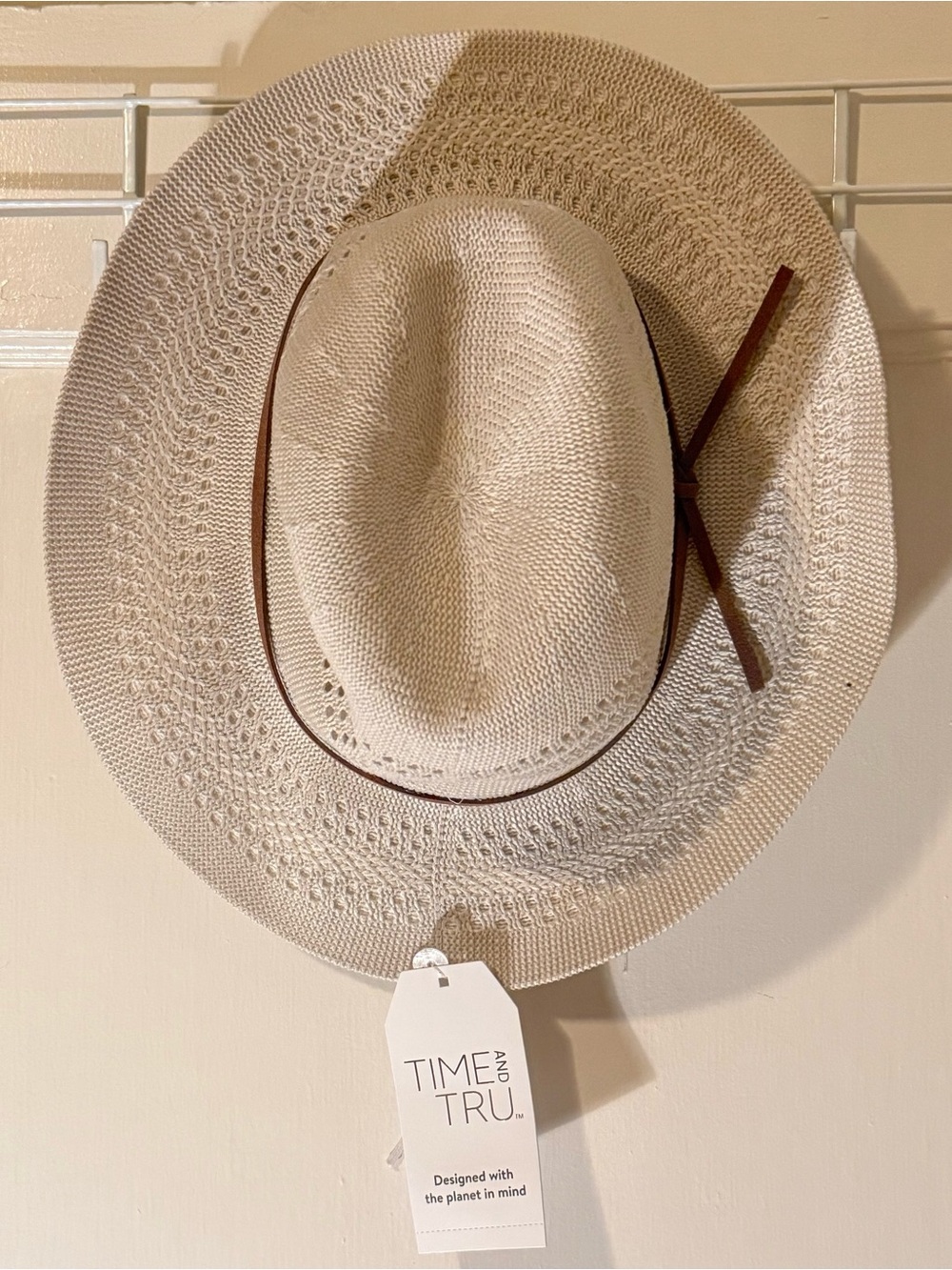 Women’s Cream Straw Fedora with Brown Band Accent